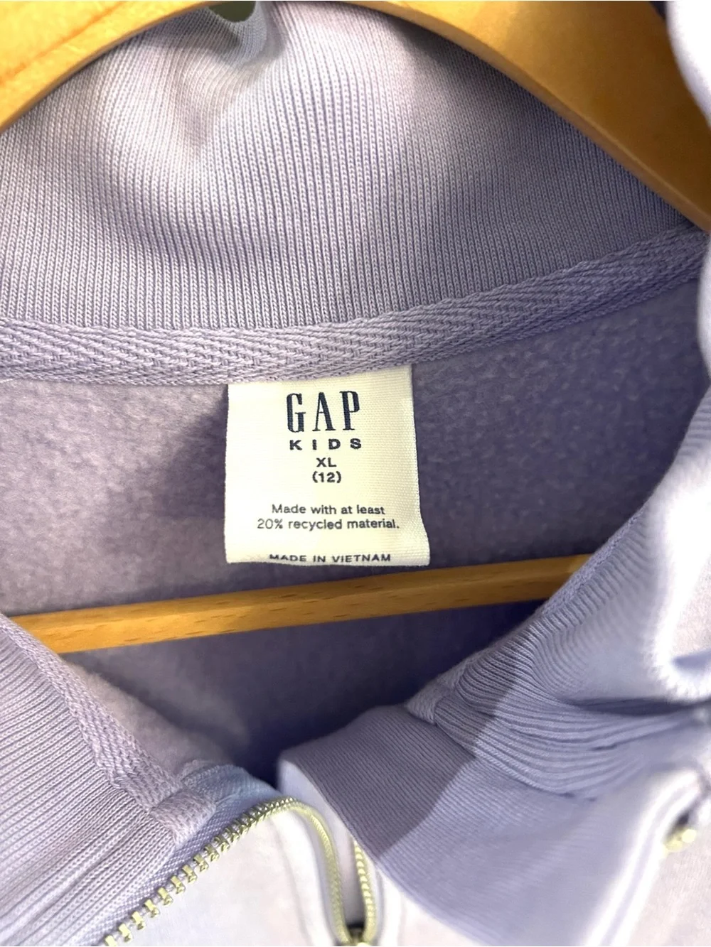 💜 GAP Kids Lavender Half-Zip Pullover Cotton Sweatshirt